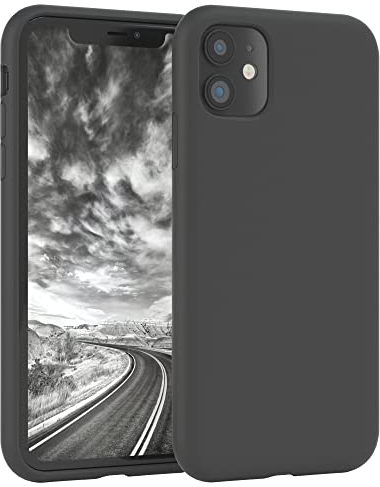 EAZY CASE Premium Silikon Handyhülle kompatibel mit iPhone 11, Slimcover mit Kameraschutz und Innenfutter, Silikonhülle, Schutzhülle, Bumper, Handy Case, Hülle, Softcase, Anthrazit