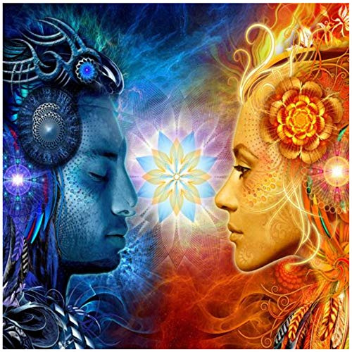 Tantra Shiva And Shakti Wandkunst Leinwanddrucke Hindu Götter Pop Art Poster An Der Wand Gemälde Bilder Für wohnzimmer 50x50 cm (19,7 x 19,7) mit Rahmen