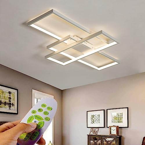 ANZHUANG Deckenlampe Led Wohnzimmer, Deckenleuchte Einbau Led Rechteckig mit Fernbedienung Dimmbar 3000K-6000K, Schlafzimmer Energiespar dekorative Lampen(110 * 60CM/95W, White)
