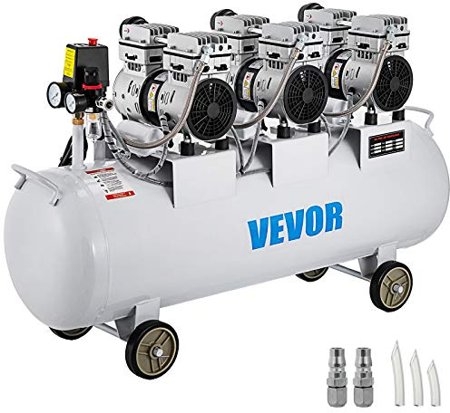 VEVOR Compressore Silenzioso 550W, Compressore d'Aria Oil-free 9 L, Pressione 8 Bar, Compressore d'Aria Silenzioso 220V, Compressore Aria Portatile, Rumorosità: 58 dB, per Esigenze di Gonfiaggio
