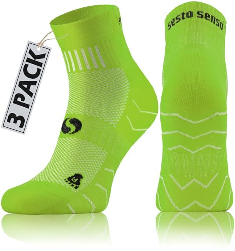 sesto senso 3 Paar Laufsocken Baumwolle Sportsocken Damen Herren Bunte Sport Socken 39-42 Grün