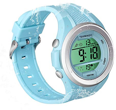 TEKMAGIC 10 ATM Impermeable Niños Niñas Reloj de Pulsera para Bucear Nadar con Funciones de Cronómetro, Cronógrafo, Alarma, Zona Horaria Dual, Formato de 12/24 Horas