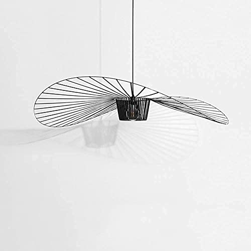 Vertigo Hängeleuchte Retro Schwindel Kronleuchter Pendelleuchte, Glasfaser + Faser Stoff Hut Design Moderne Wohnzimmer Küche Bad Dekorative Beleuchtung, E27 (100cm, Black)