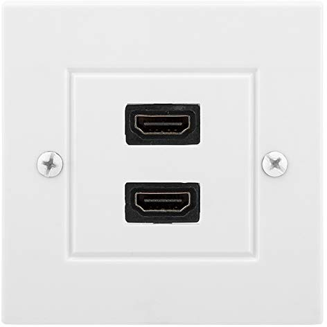 Akozon HDMI Wall Panel, HDMI Wall Socket, White Dual Port HDMI Wall Plate Panel Faceplate Wall Plate HDMI Socket Plug Jack Outlet Decorative Face Cover Mount Panel for Hotel Home Office Building
