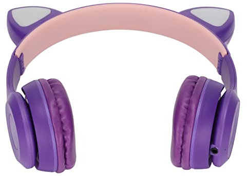 PUSOKEI Cat Ear Headset Wireless Gaming Headsets, LED Light Up Over Ear Headphones, Noise Cancelling Mic Wireless Tablet/PC Headsets, 10H Playtime/7.1 Stereo Sound for Kids Boys & Girls