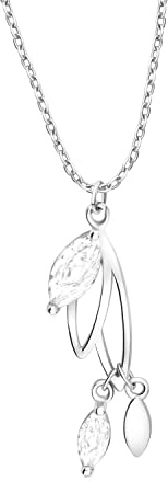Sofia Milani - Damen Halskette 925 Silber - mit Zirkonia Steinen - Blatt Anhänger - N0596