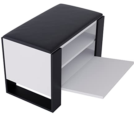 MRBLS Schuhschrank mit Sitzbank - Modernes Design & Robuste Qualität – Schuhregal Geschlossen Schuhbank Garderobenbank mit Sitzfläche Sitzpolster – erhältlich in 6 Farben (Weiß Matt - Schwarz Matt)