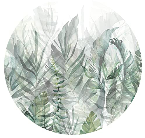 murando runde Fototapete selbstklebend grüne Natur 125x125 cm Tapeten Wandtapete XXL Moderne Wanddeko Design Wand Dekoration Wohnzimmer Schlafzimmer Büro Flur Blätter Natur Wiese