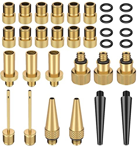 32 PCS Valvole per Bicicletta, Tutti Gli Adattatori per Valvola SV DV AV Dunlop Francese, Valvola Flash per Auto, Valvola Sclaverand con Anello di Tenuta per Compressore Pompa Bicicletta