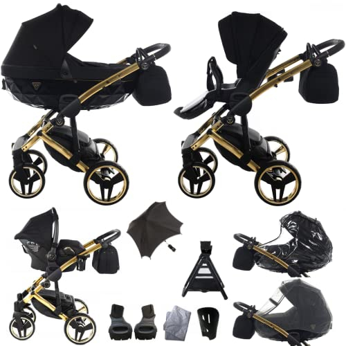 Original Junama Diamond S-Line v2 Kombinationssysteme 3in1 + Stand Up Exklusive Prams (02 Schwarz - Gold)
