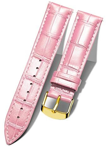 BINLUN Leder-Uhrenarmband Krokodilmuster Schnellverschluss Ersatz Kalbsleder Uhrenarmbänder Smartwatch 10 Farben 13 Größen mit Silber/Rose/Roségold Schnalle für Herren & Damen(Pink,15mm