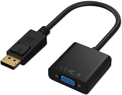 Male to Female VGA Adapter Cable for Desktop, Laptop, PC, Monitor, Projector, HDTV, Chrome book with High Resolution 1080p, Gold-Plated DP to VGA Adaptor Converter, Display Port to VGA Adapter.
