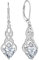 FJ Unendlichkeit Keltischer Knoten Ohrringe Damen 925 Sterling Silber Hängend Leverback Zirkonia CZ Ohrringe mit April Geburtsstein Irischer Glücksschmuck Geschenke für Frauen