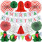 AhfuLife 22pcs Decorazioni Natalizie Fiocchi di Neve Ventaglio, Set di Carta Colorata per Feste di Natale, Decorazioni di Carta Alberi di Natale Campana Cappello, Decorazione Domestica Natalizia