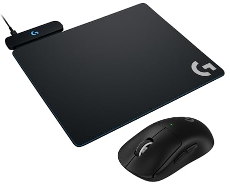 Logitech G PRO X Superlight 2 Lightspeed Kabellose Gaming-Maus + Logitech G POWERPLAY kabelloses Ladesystem, Stoff- & Kunststoff Gaming-Mauspads, PC, Mac, Schwarz
