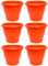 Acan Tradineur - Pack de 6 Macetas de plástico Redondas para Plantas y Flores Mediterránea con Orificios Inferiores. Recipiente, macetero Exterior e Interior del hogar - Color Marrón - 20 cm