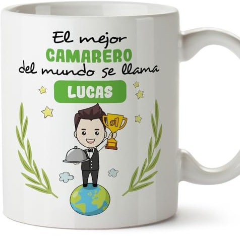 MUGFFINS Tazas Personalizadas para CAMARERO hombre - En Español - Eres Mejor del Mundo - 11 oz / 330 ml - Regalo Personalizable original y divertido