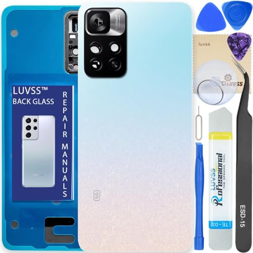 LUVSS Tapa Trasera Vidrio para Xiaomi Redmi Note 11 Pro+ Plus 5G Cubre Bateria con Lente de Cámara Reemplazo Kit de Reparación (Blanco)