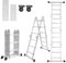 SAILUN 7-in-1 Multi-Purpose Aluminium Ladder 4 x 3 Steps Folding Ladder with Platform and Wheels, 3.4m,Max Load 150KG for Outdoor and Indoor