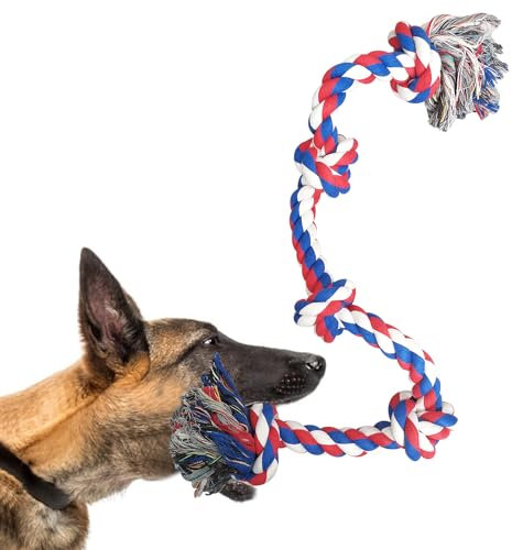 TUAHOO Corda per Cani Grandi, 92CM/780g Corda per Cane Gioco Resistente in Puro Cotone di Taglia Grande, giocattolo indistruttibili da masticare, giocattoli per cani per tiro