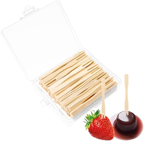 Nogeqi Lot de 100 fourchettes en bois - Fourchettes à frites - Couverts en bois - Fourchettes à frites - Couverts en bois - Couverts de fête en bambou pour fruits, fêtes, camping, pique-niques