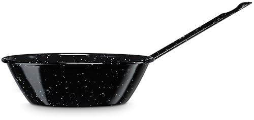 briebe Sartén Freidora Inducción 22 cm Acero Esmaltado, Sartén Honda Bordonada 1,7 L, Apta Vitrocerámica, Fuego, Gas, Horno, Levante Negro Jaspeado