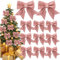 Gohytal 12 Stück Weihnachtsschleifen, Schleifen Weihnachtsbaum Rosa Glitzer Schleifen Weihnachtsbaumschmuck Deko für Weihnachtskranz Geschenke Deko Hochzeit Geschenkboxen Hängedekoration
