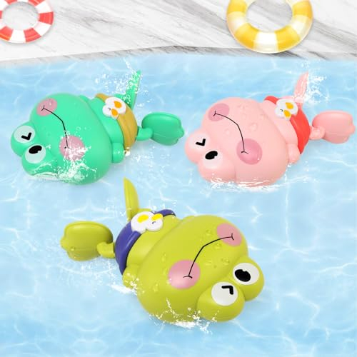 LEADSTAR Jouets de Bain Bébé, Jeux de Bain pour Bebe Enfant 1 2 3 4 Ans, 3 Pièces Jouet de Bain à Remonter pour Bebe, Jouets de Baignoire avec Jouet de Natation Flottants Dès 6 Mois Garçons Filles