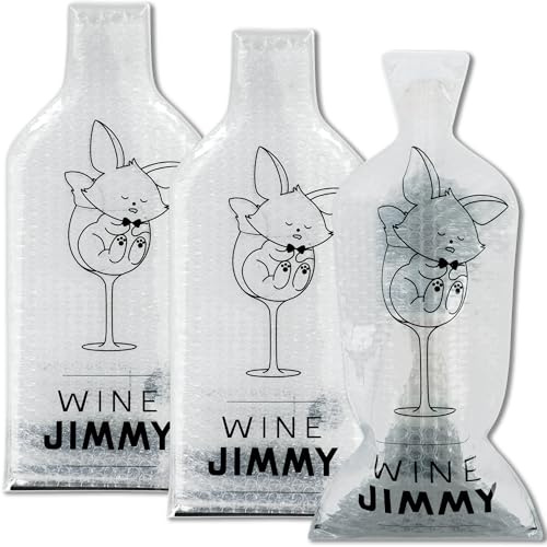 JIMMY THE FOX | Sacs à vin réutilisables pour Voyage | Lot de 3 | Housses Triple Couche durables | Antifuite & Antichoc | pour Avion & croisière | Cadeau Amateur de vin