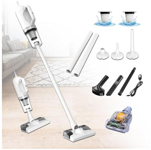Aspirateur Balai Laveur sans Fil 5 en 1 Compact - Léger, 35Min Autonomie, Balai Aspirateur Laveur sans Fil pour Voiture, Maison, Bureaux, Poils d'animaux