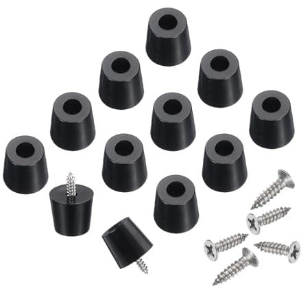 sourcing map 24pcs Rubber Feet Bumpers Buffer Non-Slip Rubber Feet Pad with 4mm Screws for Cutting Board, Cutting Board Feet, Cutting Board Rubber Feet (Black, 0.7H x 0.7D)