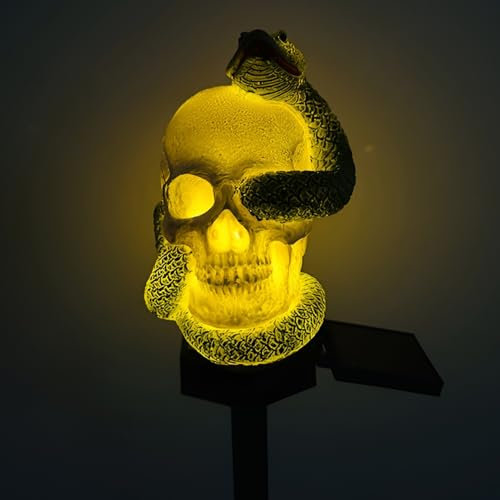 FIYSON Solarlampen Halloween,Scary Skeleton Light Up Skull Stakes,Wasserdicht LED Gartenlampen,Lampe für Halloween Party,für Halloween Party, Rasen Requisiten,Halloween Hof Dekoration (Stil 4)