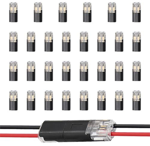30 Pièces Connecteur Épissure Rapide de Fil de 2 Broches, Connecteur de Prise Automatique Étanches, pour Câbles 18-22 AWG, Conformes à UL-94-V0, pour Véhicules, LED, et Autres Appareils Électriques