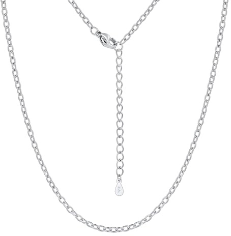 Silvora Kette Edelstahl 316L Damen Halskette ohne Anhänger 2.5mm Silber 56 cm (22 inch)