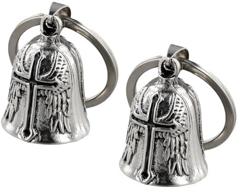 Guardian Bell, 2 Stück Motorrad Glocke Glücksbringer, Guardian Biker Bell, Schutzglocke Motorradglocke, Motorradglocke Schlüsselanhänger für Segne Den Frieden, Glücksbringer
