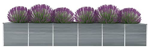 Xichuzi Garten-Hochbeet Verzinkter Stahl 480x80x77 cm Grau, Palettenrahmen, Hochteich, Gemüsebeet, Kräuterregal Balkon, Blumenbeet, Kräuterspirale, Tomatenbeet, Pflanzhochbeet - 47068