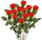 Polartreehome Lot de 12 roses artificielles en soie rouge - Bouquet simple à longue tige - Fleurs décoratives réalistes pour mariage, fête, bureau, décoration d'intérieur