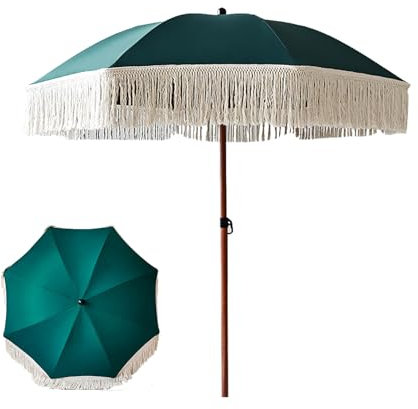 YAVYAV Ombrellone Da Esterno Da 180 Cm Con Nappe, Palo In Alluminio Effetto Legno, Ombrellone Da Spiaggia, Protezione UV, Per Patio, Spiaggia, Cortile, Portatile