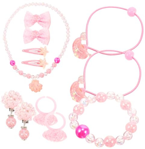 KICHOUSE 1satz Junge Mädchen Schmuckset Mit Meerjungfrau Design Halskette Armband Ringe Und Haarspangen Für Mädchen Farbenfrohes Und Stabiles Spielzeug Für Kleine Prinzessinnen
