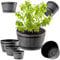 KADAX 3er Set Pflanztopf im Holzfass-Design, ø 30cm + 40cm + 50cm, aus wetterfestem Kunststoff, für Garten, Terrasse & Balkon, dekorativer Blumentopf, Dunkelgrau, Teich mit Wassereimer