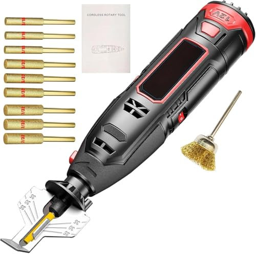 Kit d'affûtage électrique pour tronçonneuse, Affûteur de tronçonneuse sans fil avec 9 têtes d'affûtage, tête de brosse en alliage et guide d'angle, Mini meuleuse électrique portable