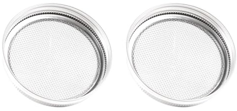 Kueohse 2Er Set Edelstahl Glas Deckel Kit für Hervorragende BelüFtung Geeignet für EinmachgläSer mit Weitem Mund EinmachgläSer für die Herstellung Von Bio-Keimlingen im Ihrem Haus