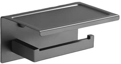 NIKCORP - Porte-Rouleau de Papier Toilette avec Étagère, Porte-Papier en Acier Inoxydable Brossé, Porte-Papier Mural pour Salle de Bain - Gris Mat