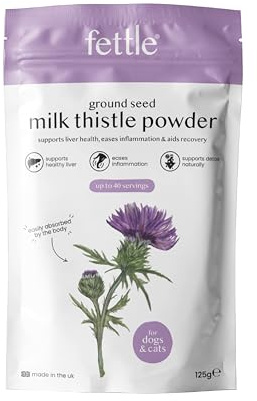 Ground Seed Milk Thistle Powder for Dogs & Cats – 100% Natural Liver Detox, Reduces Inflammation for Joint Health – Liver Support Supplements – 125g, up to 167 Servings, £0.10/Serving