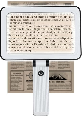 Bonna 3X Klappbar Leselupe，Ausgestattet mit Einer integrierten Lampe und Einer großen, ganzseitigen Lupe