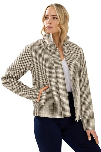 Long Tall Sally - Lts Tall Brown Check Funnel Neck Coat - Women's