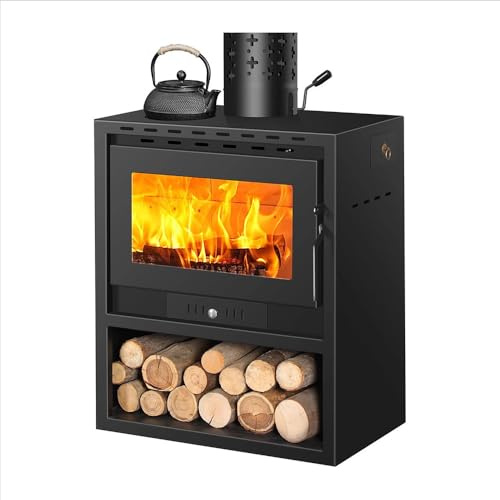Kaminofen Holz Holzofen,Kaminofen Holzofen mit Sichtfenster,Kaminofen mit Backofen Holzofen mit Holzfach
