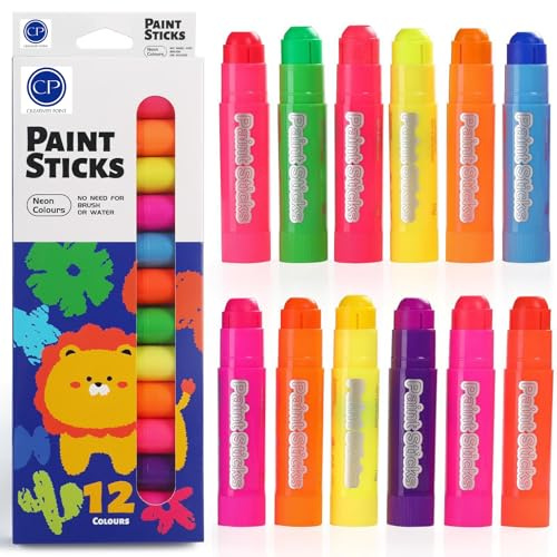 Creativity Point Paint Sticks for Kids, 12 Pack Neon Colours, Quick Drying, No Mess, Easy Clean Up, Multi-Surface, Perfect for Gift & Art Project for Children