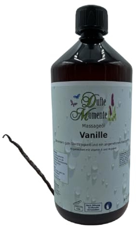 Dufte Momente Massageöl Vanille – 1 Liter – Pflanzenölbasis mit Vanilleduft – warm & pflegend – für Massage & Wellness – vegan & Made in Germany