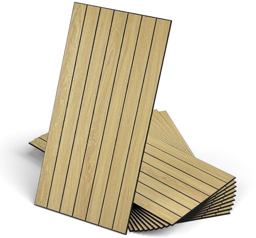 WADILE Peel and Stick Wood Slat Wall Panels | 30×60cm Decorative PVC Soundproof Self-Adhesive for Living Room Bedroom Accent Wall